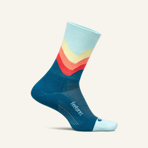 Feetures - Elite Light Cushion Mini Crew Blue Swell - Blauw-Oranje-Geel