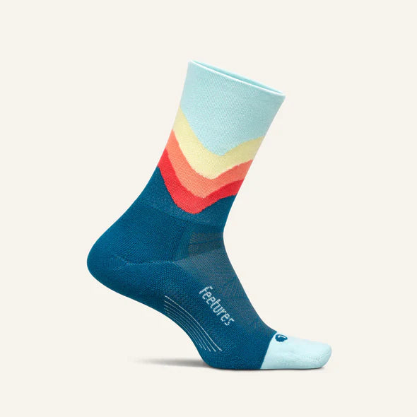 Feetures - Elite Light Cushion Mini Crew Blue Swell - Blauw-Oranje-Geel