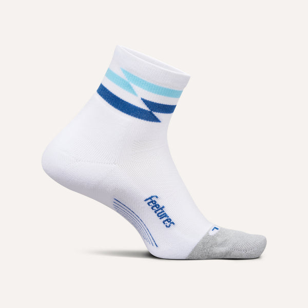 Feetures - Elite Light Cushion Quarter - White Track - Wit-Blauw